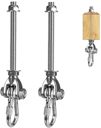 WWFFEN 2er Schaukelhaken Karabiner für Müheloses Aufhängen 180°,Hängematte Befestigung Edelstahl Holzbalken M10 Betondecke Aufhängung Hängesessel,227kg Tragkraft für Spielplatz Schaukel Yoga Sandsäcke