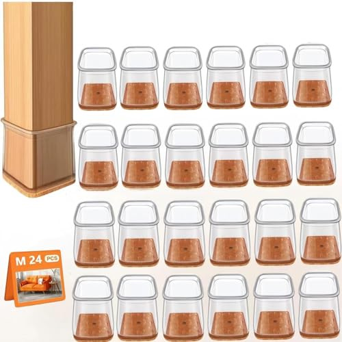 24 fundas para patas de silla, de silicona transparente, con fieltro, tapas protectoras para patas de sillas, almohadillas de fieltro pequeñas transparentes para suelos de madera, laminados y suelos
