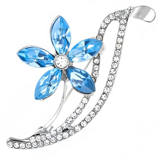 craspire Broche Fleur Bleue en Strass Classique Vintage Scintillante Cristal Brillant Alliage pour Femme Robe Costume Chemise Cérémonie Vêtements Accessoires Bijoux Mariage