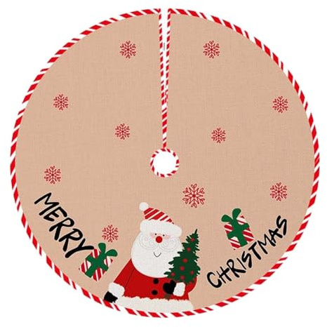 Weihnachtsbaum Decke 120cm Rund, Christbaumdecke Aus Leinen, Tannenbaum Decke Weihnachtsbaum Teppich, Baumdecke Weihnachten, Christbaum Decke Rund für Weihnachtsbaum Deko und Geschenke