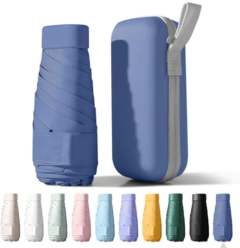 Betrynidil Parapluie Pliable de Voyage MINI - Mini Parapluie De Poche, Anti-UV, Léger, Compact, petit parapluie portable compact pour hommes et femmes (Bleu marine)