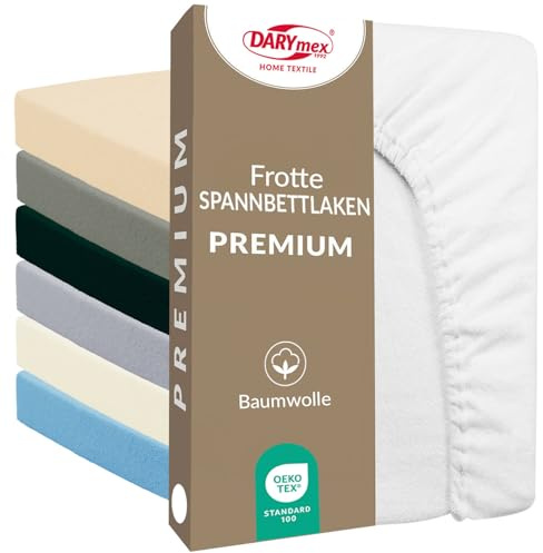 Darymex Sábana Bajera Ajustable Frotte - 140 x 200 cm - Gramaje 200 g/m2 - de Algodón - para Colchones de hasta 25 cm - Blanco