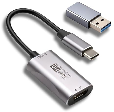 Video Capture Card 4K HDMI to USB C 3.0 1080p 60fps HDMI-Grabber mit geringer Latenz für Streaming Gaming PC Editing Video Streaming Online-Unterricht | Für Streaming-Aufnahmen und Spiele, Echtzeitvorschau, kompatibel mit PC PS5/PS4 Kameras/DSLR