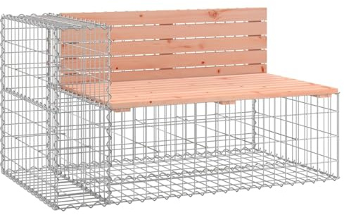 Gecheer Garden Bench Gabion Design 122x71x65.5 cm Solid Wood Douglas Outdoor furniture Model834384