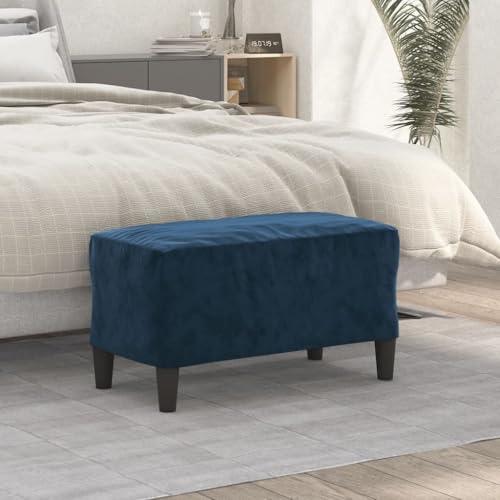 IBUQDDV Sitzbank Blau 70x35x41 cm Samt Polsterbank Multifunktionale Flurbank als Fußhocker oder Zusatzsitzgelegenheit mit weichem Samtbezug und bequemer Schaumstoffpolsterung