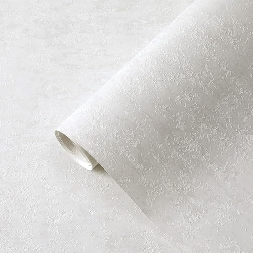 Cathpetic White Wallpaper Textured Feature Mix Plain Wallpaper Decorative Luxury Wall Paper Roll for Living Room Bedroom Kitchen Front Room,3 Roll=15m²