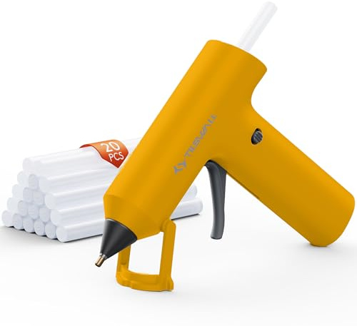 Kabellose Mini-Heißklebepistole mit 20 PCS 7×140mm Klebesticks, 90s Schnellaufheizung, Tragbare Akku-Heißklebepistole für Basteln, DIY, Handwerk, kreative Projekte und Dekoration – orange