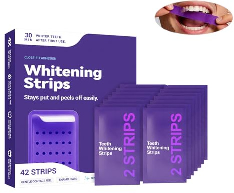 GlowDent Zahnaufhellungsstreifen 42 Stück Lila Sanfte rutschfeste Zahnaufhellungsstreifen Entfernen schnell alle Arten von Zahnverfärbungen (1 Stück 42 Stücke)