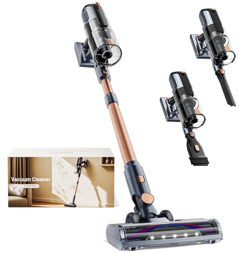 Cordless Vacuum Cleaner, 550W/45KPA/60min Self-Standing Powerful Vacuum with LED Stylish Display,V-shaped Anti-Tangle Vacuum Cleaner with Rechargeable Battery for Hard Floors, Carpets, Cars & Pet Hair