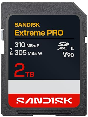 SANDISK Extreme PRO SD UHS-II V90 Karte mit 2 TB (Lesegeschwindigkeiten von bis zu 310 MB/s, Schreibgeschwindigkeiten von bis zu 305 MB/s, kompatibel mit DSLR-Kameras und spiegellosen Kameras)