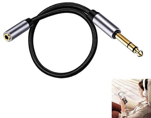 Cable Alargador 3.5mm, Cable Extensión Audio 3.5mm Macho a Hembra 30 cm Nylon Trenzado, Conectores de Chapados en Oro, para Auriculares Altavoces TV PC PS4 iPhone iPad iPod MP3 Player Samsung Laptop