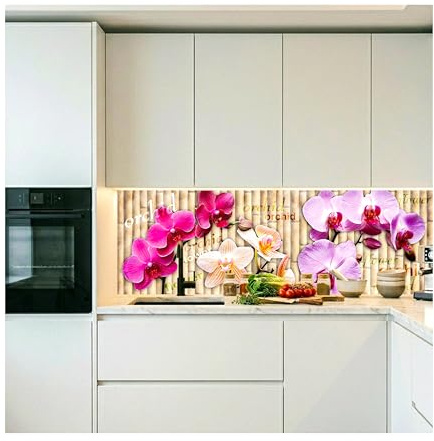 DIMEX LINE Paraschizzi Auto-Adesiva per la Cucina Orchidea 180 x 60 cm | Resistente all’Acqua | QUALITA‘ Premium