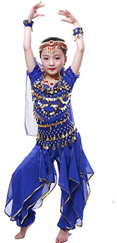 Astage Mädchen Halloween Bauchtanz Kostüm Anzug, Saphir, S-Unders 4 years