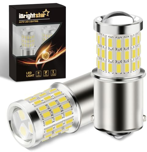 iBrightstar 1156 LED Bulb White, BA15S 1141 Camper Rv LED Lights Bulbs Super Bright for Back Up Reverse Lights Brake Tail Lights Turn Signal Lights, 2 Pack