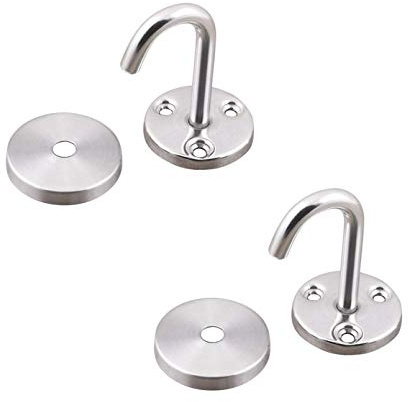 OUNONA 4 St¨¹cke Deckenhaken Edelstahl Handtuchhaken Wandhaken Garderobenhaken Kleiderhaken Haken f¨¹r Decken T¨¹r Wand Yoga Hngesessel Hngelampe (Silber)
