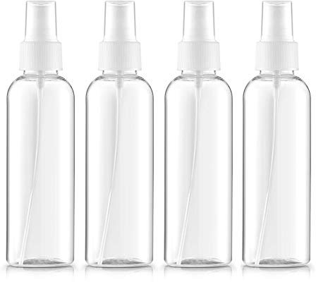 Beito 4Pcs Flacon Spray Vide 100ml Vaporisateur Fine Brume de Voyage Bouteille Transparent en Plastique Contenant Liquide pour Cosmétique
