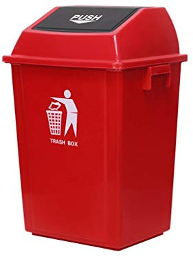 Poubelle- Poubelle rectangulaire de secousse, poubelle extérieure de poubelle extérieure en plastique (Couleur : Rouge, taille : 100L)