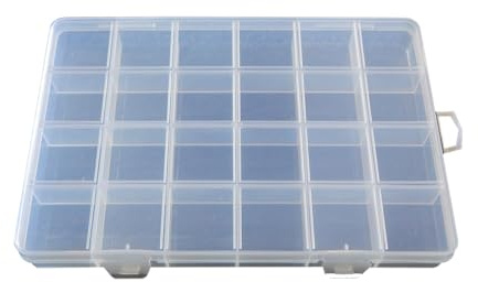 Perlin Perlenbox Sortierbox Materialbox Sortimentskasten XL Groß mit 24 Fächern 25cm Sortierkiste Container für Schmuck Perlen Nailart Kosmetik