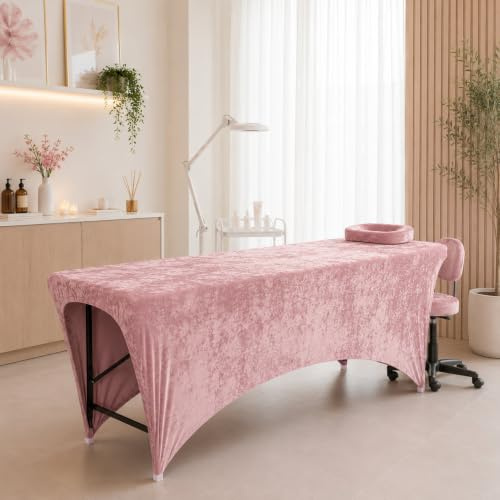 Untitled Verlängerter Liegenbezug für Massagebett | Bezug | Velours | Spannbetttuch für alle gängigen Kosmetikliegen Massageliegen Couches (Rosa, 60 x 180 cm)