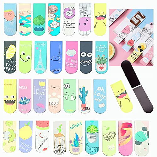 Lesezeichen Magnetisch,30 Stück Magnet Magnetische Lesezeichen,Magnetische Lesezeichen Kinder,Magnetic Bookmarks,Lesezeichen Bunt,Magnetische lesezeichen lustig,für aufzeichnen lesen