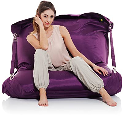 SMOOTHY® Sitzsack XXL 450L Riesensitzsack Outdoor Amethyst-Violett | Ergonomisch sitzen & liegen, wasserabweisendes Sessel Sitzkissen, mit Gurten, waschbar für Kinder & Erwachsene, 185x145 cm