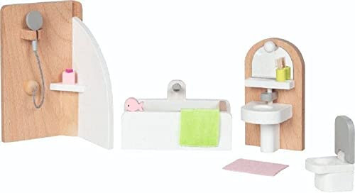 goki 51492 - Puppenmöbel Style, Badezimmer - Badausstattung für das Puppenhaus, Puppenhauszubehör (10 teilig)