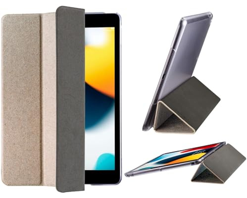 Hama iPad Hülle „Palermo“ für Apple iPad 10.2 7., 8., 9. Generation (Schutzhülle mit Tablet-Stand zum Klappen, Tablet Tasche für Auto-Schlaf/Wach, transparente Rückseite) Natur