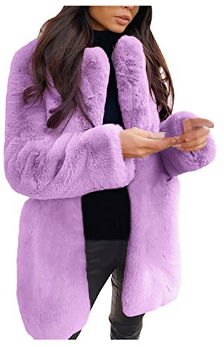 Kunstpelz Mantel Damen Winterjacke Damen Kunstpelz Mantel Große Größe Lang Faux Fur Jacke Herbst Winter Warm Pelzmantel Elegant Cardigan Felljacke Wintermantel für Frauen