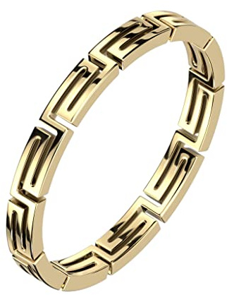 Paula & Fritz® Ring Damen Bandring Gold Silber 316L Chirurgenstahl Größe 49 (15,6) - 67 (21,3) 2,7-mm breit Damen-Ring Herren-Ring Partner-Ring