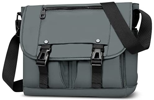 DORRISO Umhängetasche Herren Schultertasche Mode Schultertaschen Kuriertasche Wasserdichtes Casual Reise Schule Schultertasche für 12.9 Zoll Laptop Männer Kuriertasche Laptoptasche Grau