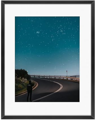 Frametory, 11x14 Aluminum Picture Frame - 11 x 14 Black Frame with Removable Mat for 8.5 x 11 Photo - 14 by 11 Durable Metal Frame with Real Glass - Sawtooth Hanger for Easy Wall Display - 1 Pack