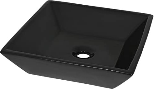Waschbecken Quadratisch Waschtisch Aufsatzwaschbecken Waschplatz Handwaschbecken Aufsatzwaschtisch Keramikspülen, Schwarz 41,5 x 41,5 x 12 cm