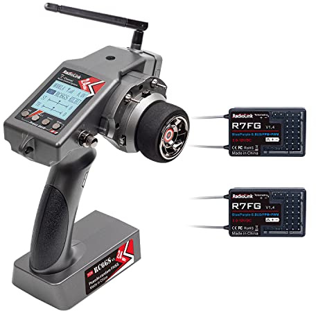 Radiolink RC6GS V3 7 Kanäle 2.4GHz RC Sender mit 2 Stück Empfängern R7FG, Gyro Telemetrie integriert, Dual Mix programmierbar für RC Auto Truck Buggy Crawler RC Boot(Englisches Menü)