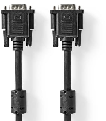 Nedis Câble VGA mâle, connecteur VGA mâle, nickelé, résolution maximale: 1280 x 768, 10 m, rond, ABS, noir