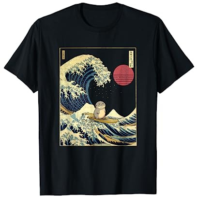Seal Japanese Kanagawa Wave Funny Surf Animal T-Shirt