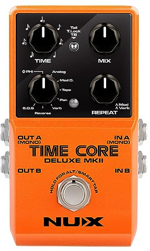 NUX Time Core Deluxe MKII Delay Effect Pedal, 7 Types Delay, 40 Seconds Stereo Phrase Looper, Delay Type Knob, Repeat Knob, Footswitch & FS Indicator, Toggle Switch