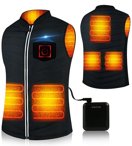 SKKAEO Chaleco Calefactable Hombre Mujer - Chaqueta Calefactable, 10000mAh Batería Chaleco Calefactor para Deporte de Invierno (L)