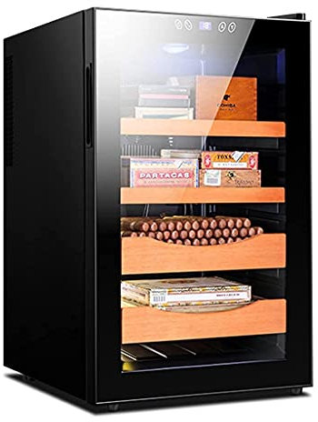 Smoking Set/Humidors Temperature Control Cigar Cabinet Moisturizing Cigar Cabinet Energy-saving And Silent Cedar Wood Shelf Large Capacity Cigar Box/156 ( Color : Black , Size : 45*52.5*72.5cm )