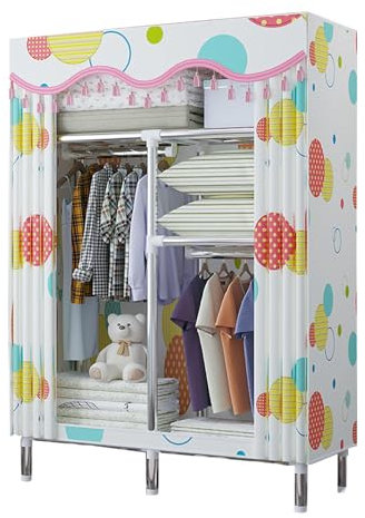 Kleiderschrank Stoffschrank, Faltschrank mit Kleiderstange und Ablagen, Faltbare Garderobe für Schlafzimmer, Ankleidezimmer,White-90x46x170cm