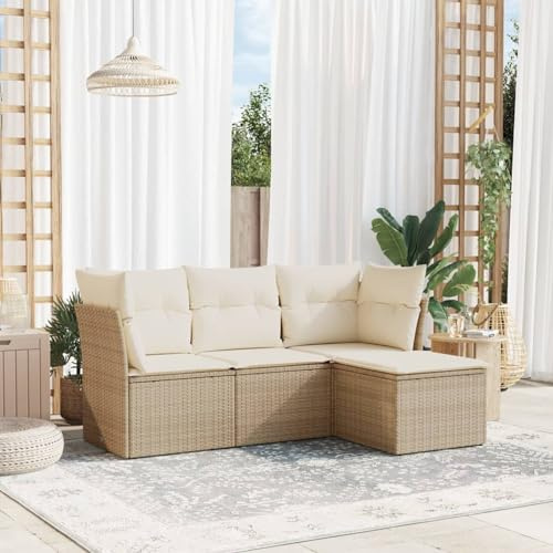 Festnight Gartenlounge mit Stauraum Balkon Lounge Balkon Sofa Rattan Sofa Klein Rattansofa Gartensofa Ecksofa Lounge Sofa Outdoor Polyrattan Balkonmöbel Couch Gartenmöbel Ecklounge