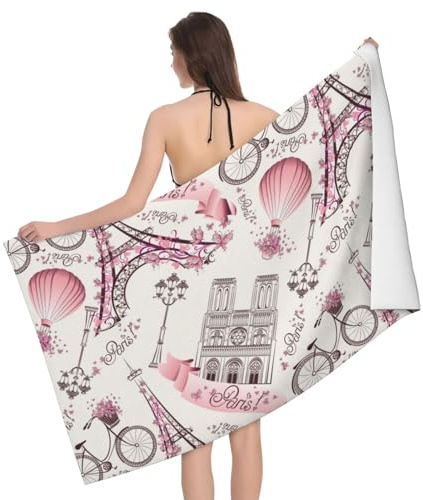 Novastar Toalla de playa de secado rápido, toallas de microfibra artísticas de la Torre Eiffel para el cuerpo, toallas de baño suaves para baño, toallas de playa personalizadas, a prueba de arena