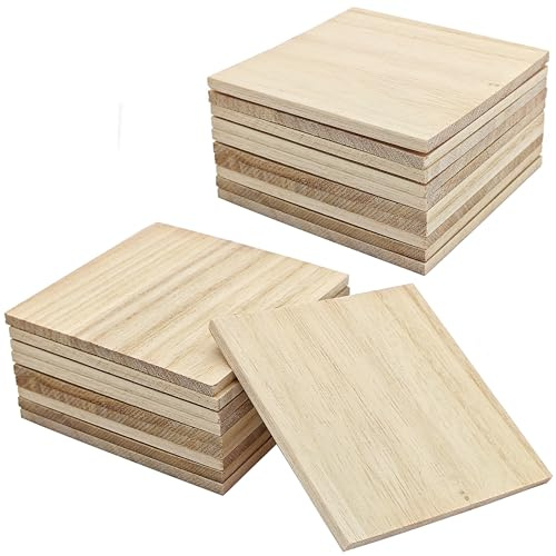 HAOBIN Blocs de construction en bois de tilleul 100 x 100 x 5 mm Blocs Bois Bois Tilleul Naturel Bois pour projets de bricolage et déco, pour la construction et le revêtement (20)