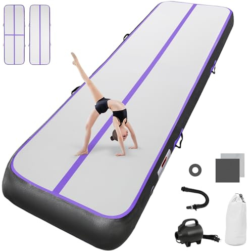 tapis de gymnastique 10cm Haut Tapis Entraînement epais 2M Tapis de Gym Gonflable Piste Gonflable Gymnastique Tumbling Gymnastique avec Pomp a air