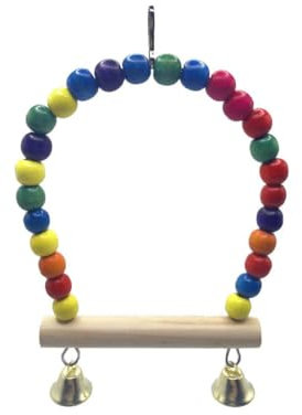 GXGM Wooden Bird Swing Chicken Swing with Bell Bird Cage Accessories for Bird Parrot Finches Love Birds Cockatoos Macaws Training