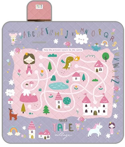 PERLETTI Coperta Pic Nic Impermeabile Bambini - Telo Picnic Grande da Campeggio Spiaggia Montagna Parco Bimbi Portatile - Tappeto Gioco per Esterno Pieghevole (Castello delle Fiabe, 150x150 cm)