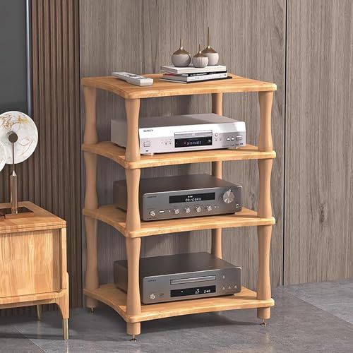 Elitix HiFi Rack Audio-/ Videoregale und Dekoregale Aus Massivholz für Medienkonsolen, Organizer für Spielkonsolen-Ausrüstung/CD-Player-Komponenten, Medientische für das Wohnzimmer(Beige,60x48x85cm)