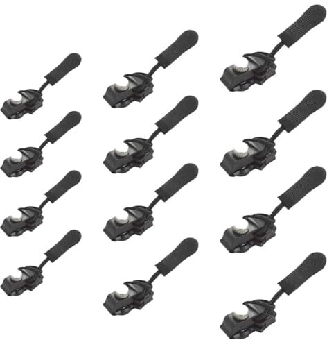 NHPY 12 Pezzi Cursore Cerniera Ricambio, Cursori per Cerniere Lampo, Kit Riparazione Cerniere Lampo, Cursore Cerniera Universale per Giacche Borse Valigie Jeans Abbigliamento