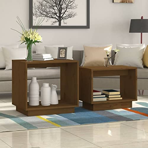 Buzaza Satztische 2 STK. Honigbraun Massivholz Kiefer Satztische FüRs Wohnzimmer Side Table Living Room Tisch Wohnzimmer Beistelltisch