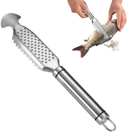 Fischschupper-Werkzeug, Fischschupper, Fischschaber aus Edelstahl mit Ingwerreiben-Design, zum schnellen und einfachen Entschuppen von Fisch, spülmaschinenfest