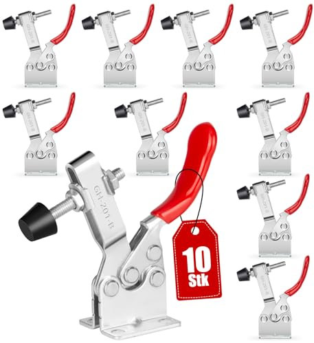 GH-201-B Kniehebelspanner Schnellspanner 10 Stück, 90KG Kapazität Horizontal Verstellbare Schnellverschlüsse für Schweißen Maschinenbetrieb Zimmerei, Quick Release Clamp Metall Horizontal Toggle Clamp